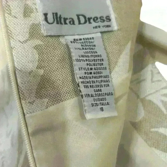 Vintage Ultra Dress New York Canvas Dress Size 18 Monkey Pineapple Palm Trees - Picture 7 of 7